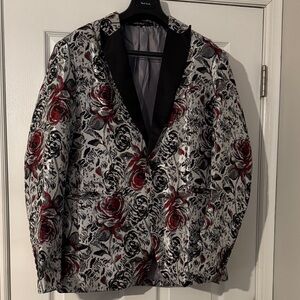 Elegant Floral Blazer with Black Lapel